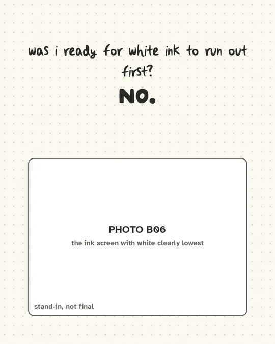 Carousel cover: was i ready for white ink to run out first?, no.