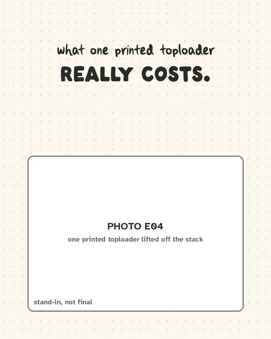 Carousel cover: what one printed toploader, really costs.